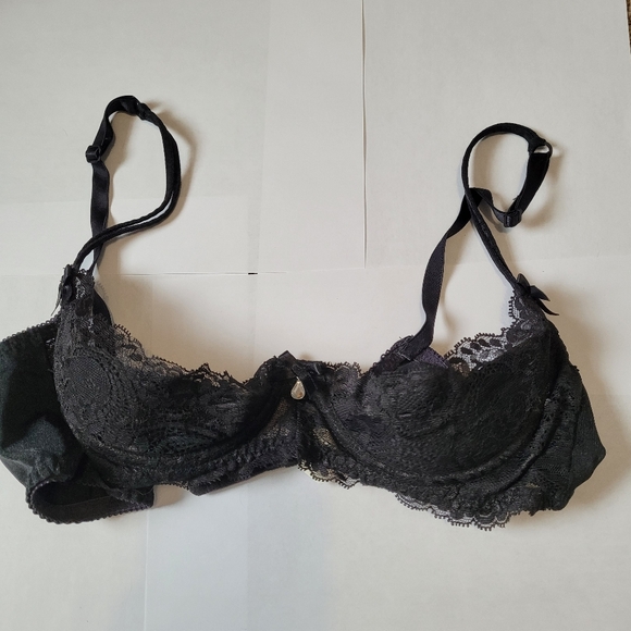 Shirley of Hollywood Other - vintage Black lace open cup bra with adjustable straps